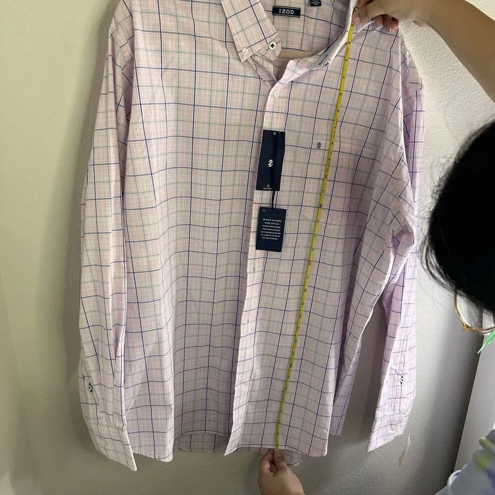 NEW‎ IZOD Men's Performance Comfort Long-Sleeve Shirt Fairy Tale Pink Medium XXL